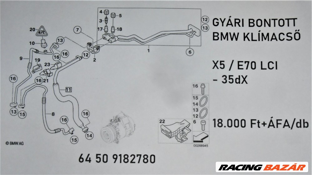 [GYÁRI BONTOTT] BMW - KLÍMACSŐ - X5 / E70 LCI ( - 35dX ) - 9182780 6. kép